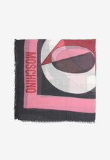 Moschino Printed Logo Wool Scarf Multicolor 3226PINK MULTI