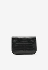 Kelly Depeches 25 Pouch in Black Matte Alligator with Monochrome Hardware