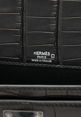 Kelly Depeches 25 Pouch in Black Matte Alligator with Monochrome Hardware