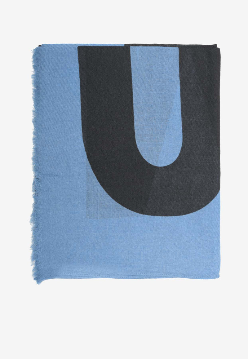 Moschino Maxi Logo Wool Scarf Blue 50118BLUE