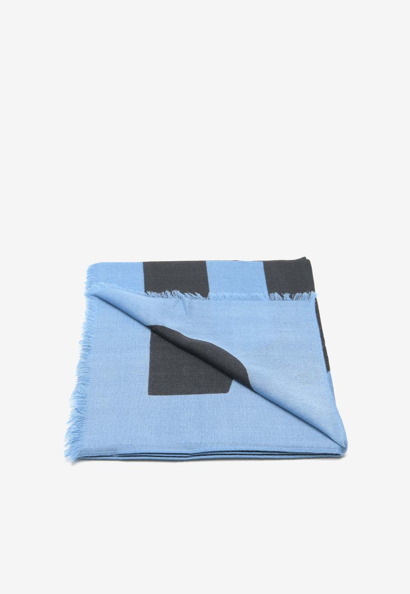 Moschino Maxi Logo Wool Scarf Blue 50118BLUE