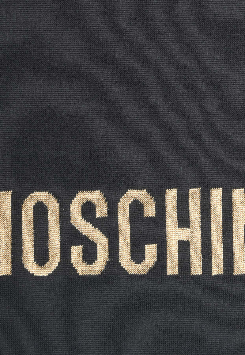 Moschino Logo Intarsia Knitted Scarf Black 30718BLACK