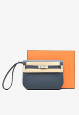 Kelly Depeches 25 Pouch in Bleu Abysse Epsom with Palladium Hardware