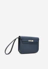 Kelly Depeches 25 Pouch in Bleu Abysse Epsom with Palladium Hardware