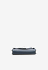 Kelly Depeches 25 Pouch in Bleu Abysse Epsom with Palladium Hardware