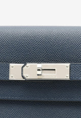 Kelly Depeches 25 Pouch in Bleu Abysse Epsom with Palladium Hardware