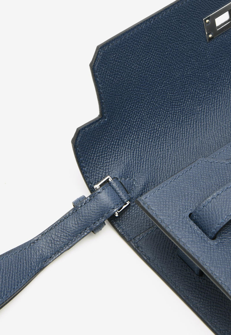 Kelly Depeches 25 Pouch in Bleu Abysse Epsom with Palladium Hardware