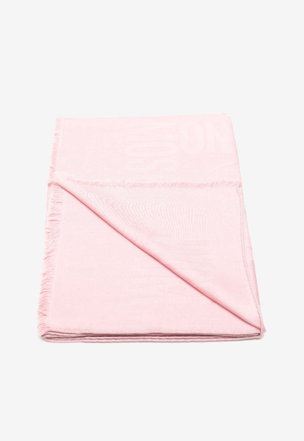 Moschino Logo Jacquard Fringed Scarf Pink 3232LIGHT PINK