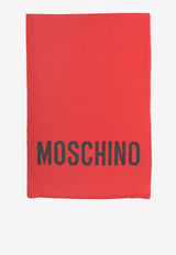 Moschino Logo Intarsia Knitted Scarf Red 30718RED