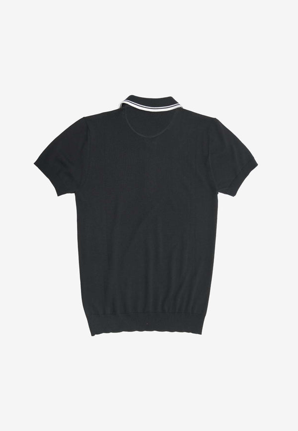 Valentino Fine Knit Wool Polo T-shirt Black 1V3KP01N8Q4BLACK