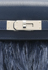 Kelly Elan Folie in Bleu Saphir Chevre Chamkila and Ostrich Feathers with Palladiun Hardware