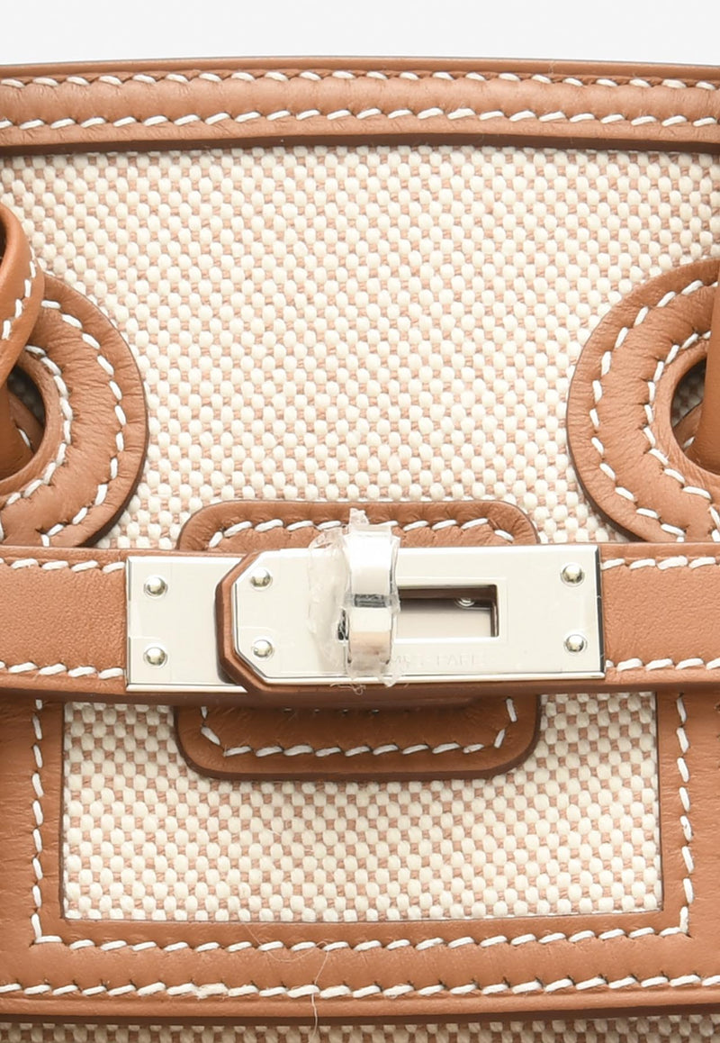 Birkin 25 Cargo in Ecru and Beige Toile H and Gold Swift with Palladium Hardware