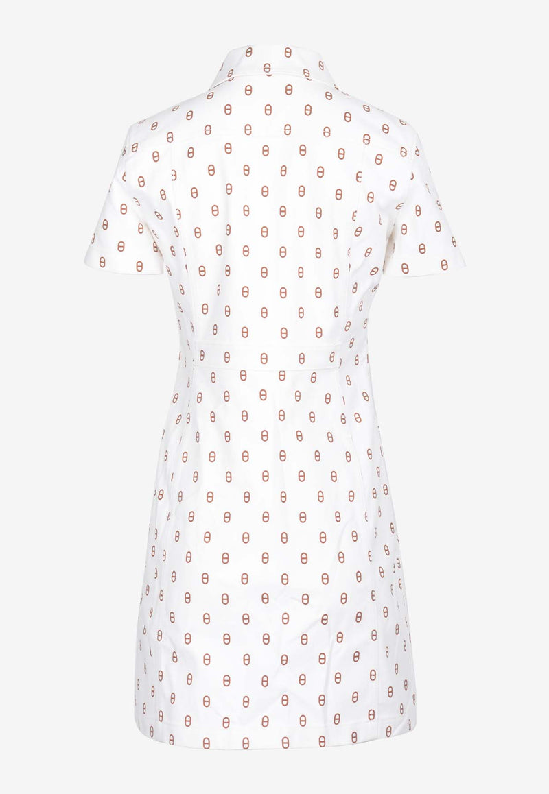 Hermès Chaine d'Ancre Print Denim Mini Dress