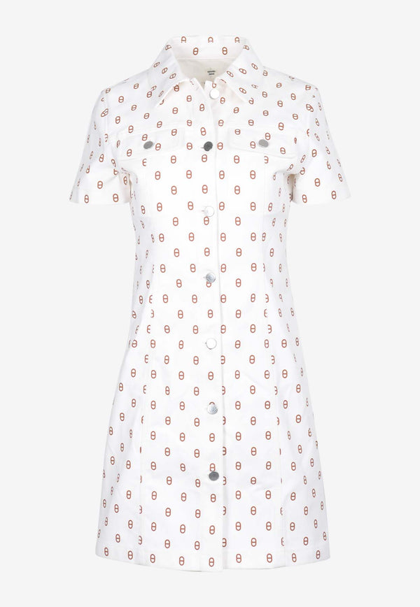 Hermès Chaine d'Ancre Print Denim Mini Dress