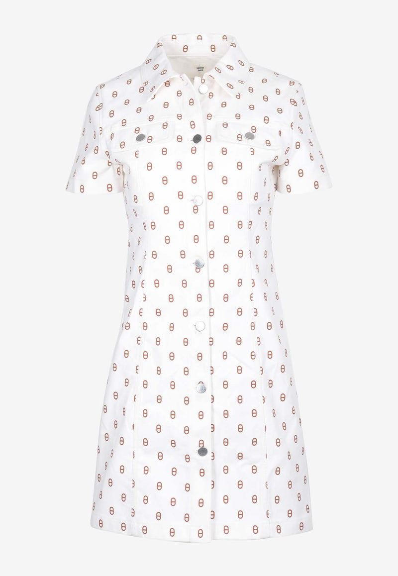 Hermès Chaine d'Ancre Print Denim Mini Dress