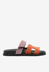 Hermès Chypre Sandals in Orange Canyon and Bruyere Velvet