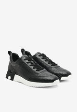 Bouncing Low-Top Sneakers in Black Matte Nilo Crocodile Leather