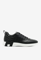 Bouncing Low-Top Sneakers in Black Matte Nilo Crocodile Leather