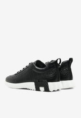 Bouncing Low-Top Sneakers in Black Matte Nilo Crocodile Leather