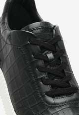 Bouncing Low-Top Sneakers in Black Matte Nilo Crocodile Leather