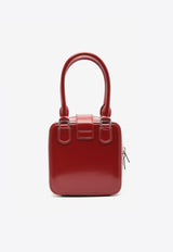 Self-Portrait Mini Square Leather Top Handle Bag Burgundy AW24-301S-BUBURGUNDY