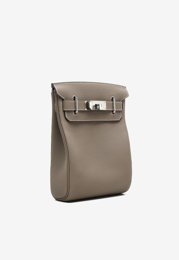 Hac A Dos PM Backpack in Etoupe Togo Leather with Palladium Hardware