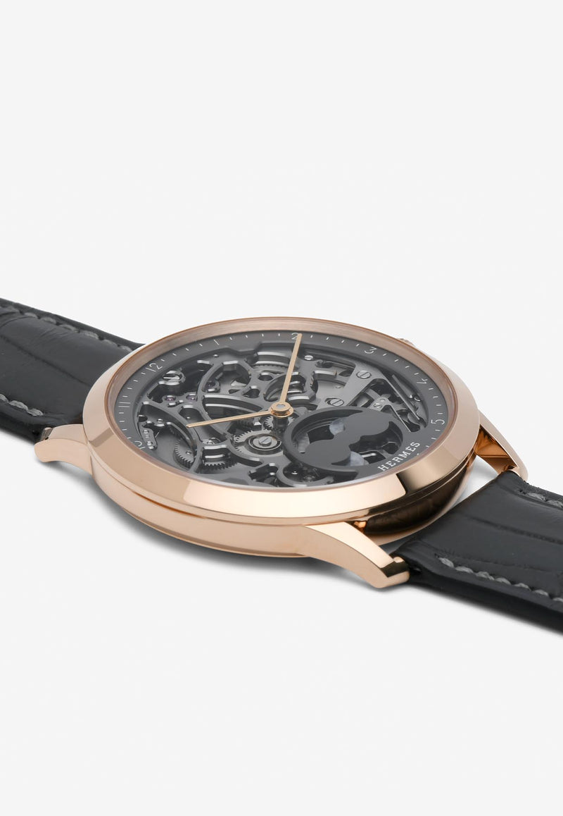 Slim d'Hermes Squelette Lune Graphite Matte Alligator Strap - 39.5 mm