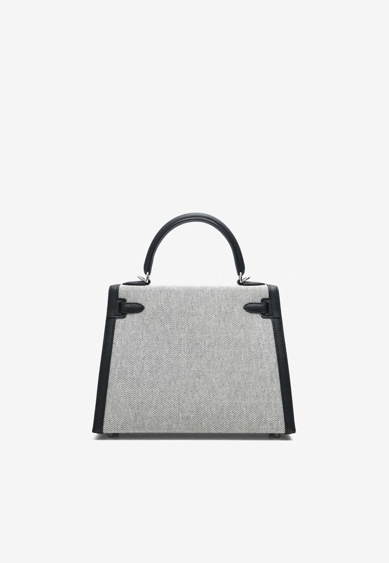 Kelly 25 Sellier in Black Toile So H Canvas and Swift Leather with Palladium Hardware Black
