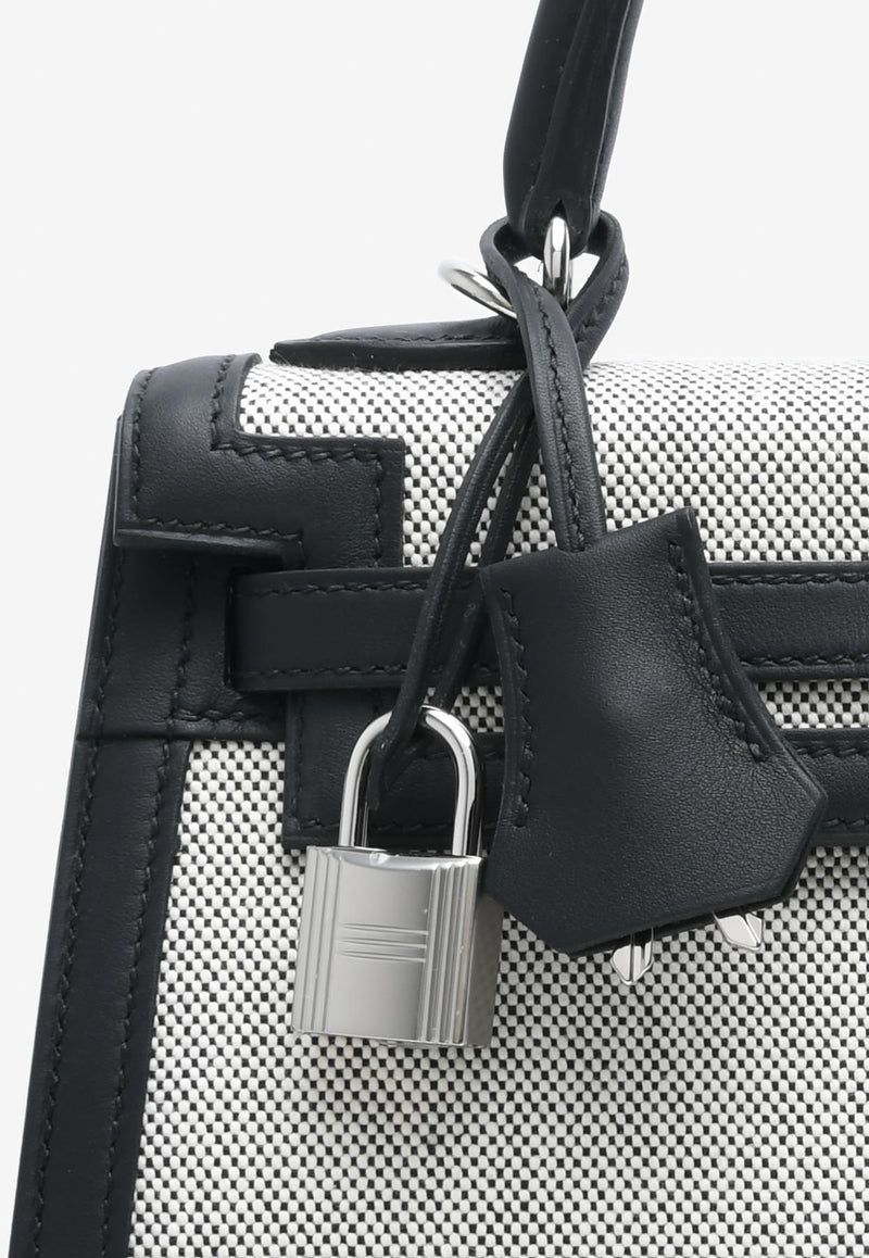 Kelly 25 Sellier in Black Toile So H Canvas and Swift Leather with Palladium Hardware Black