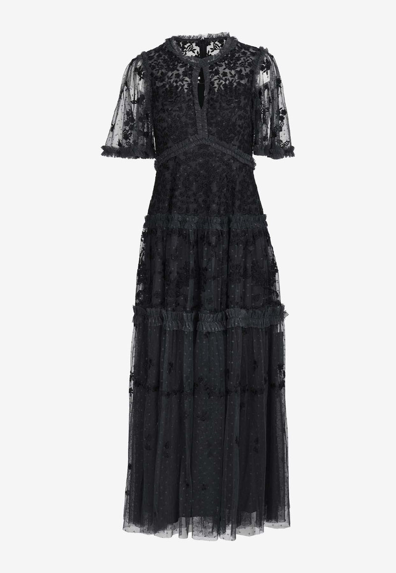 Needle & Thread Autumn Lace Embroidered Gown Black DG-SS-14-RAW24-GRTBLACK