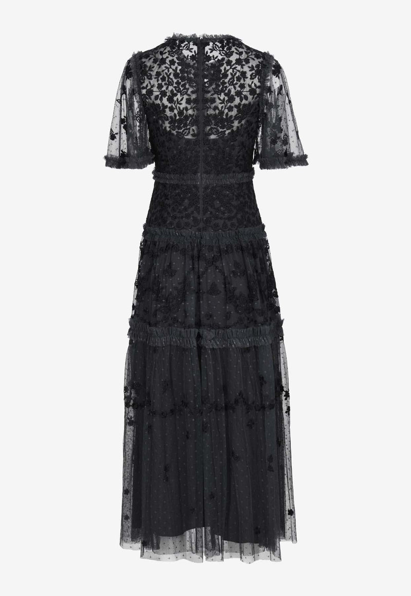 Needle & Thread Autumn Lace Embroidered Gown Black DG-SS-14-RAW24-GRTBLACK