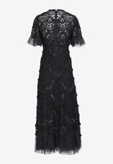 Needle & Thread Carmen Ruffled Ankle Gown Black DG-SS-69-RAW24-GRTBLACK