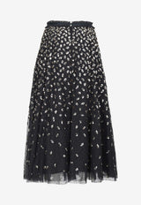 Needle & Thread Autumn Leaves Sequined Ballerina Midi Skirt Black SK-BL-04-RAW24-GCABLACK