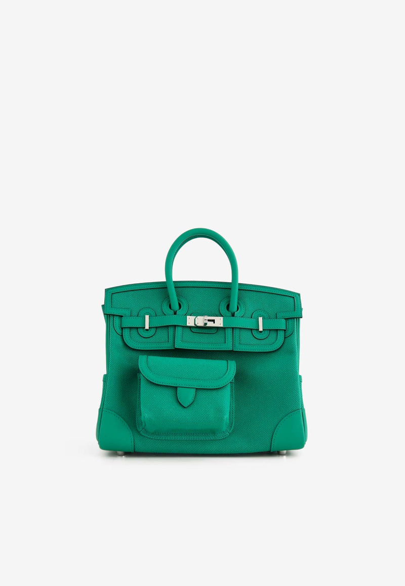 Birkin 25 Cargo in Vert Vertigo Goeland Canvas and Swift with Palladium Hardware