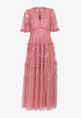 Needle & Thread Autumn Lace Embroidered Gown Pink DG-SS-14-RAW24-AURROSE