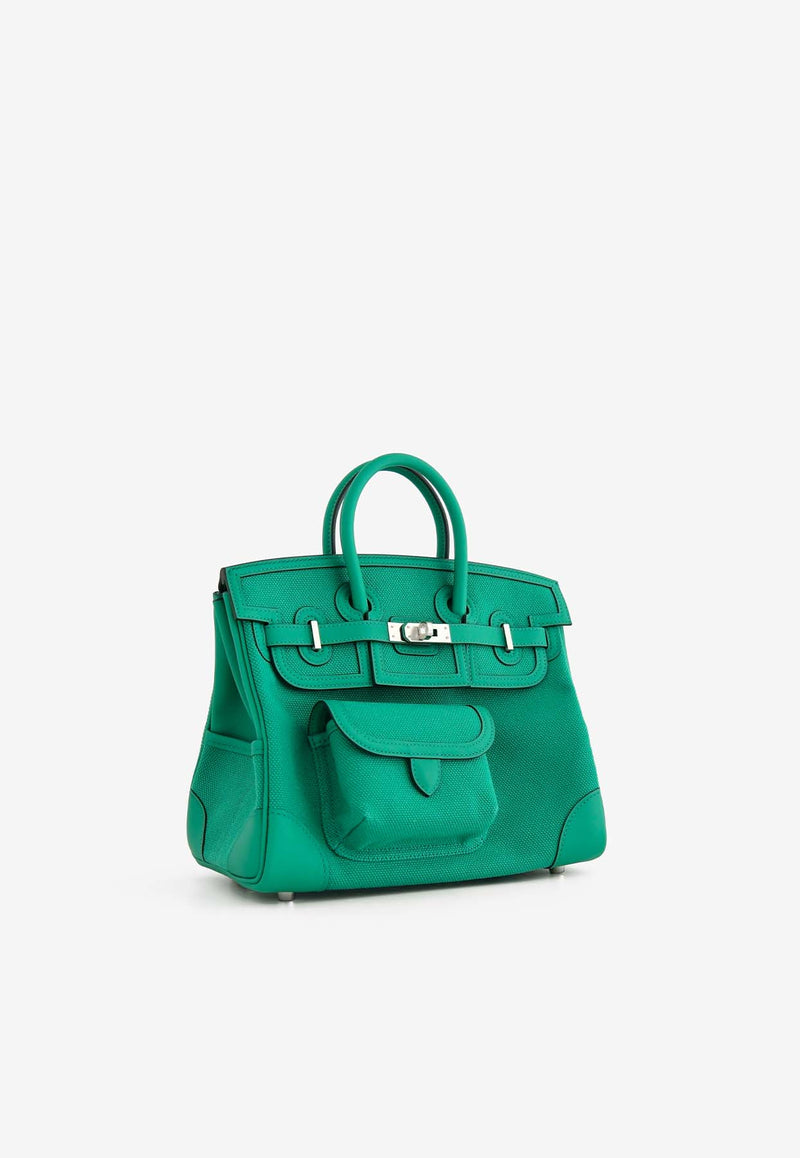 Birkin 25 Cargo in Vert Vertigo Goeland Canvas and Swift with Palladium Hardware