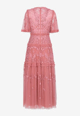 Needle & Thread Autumn Lace Embroidered Gown Pink DG-SS-14-RAW24-AURROSE