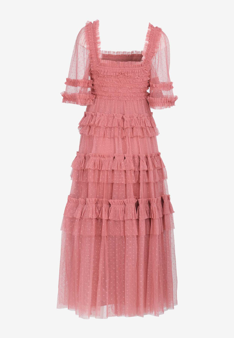 Needle & Thread Peaches Smocked Maxi Dress Pink DG-SS-70-RAW24-AURPINK