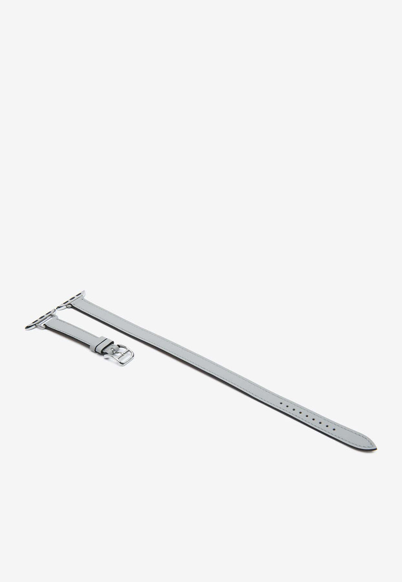 Band Apple Watch Double Tour 42mm Attelage in Bleu Glacier Swift Leather