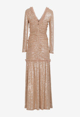 Needle & Thread Starlight Sequined Gown Pink DG-LS-16-RAW24-CARROSE GOLD