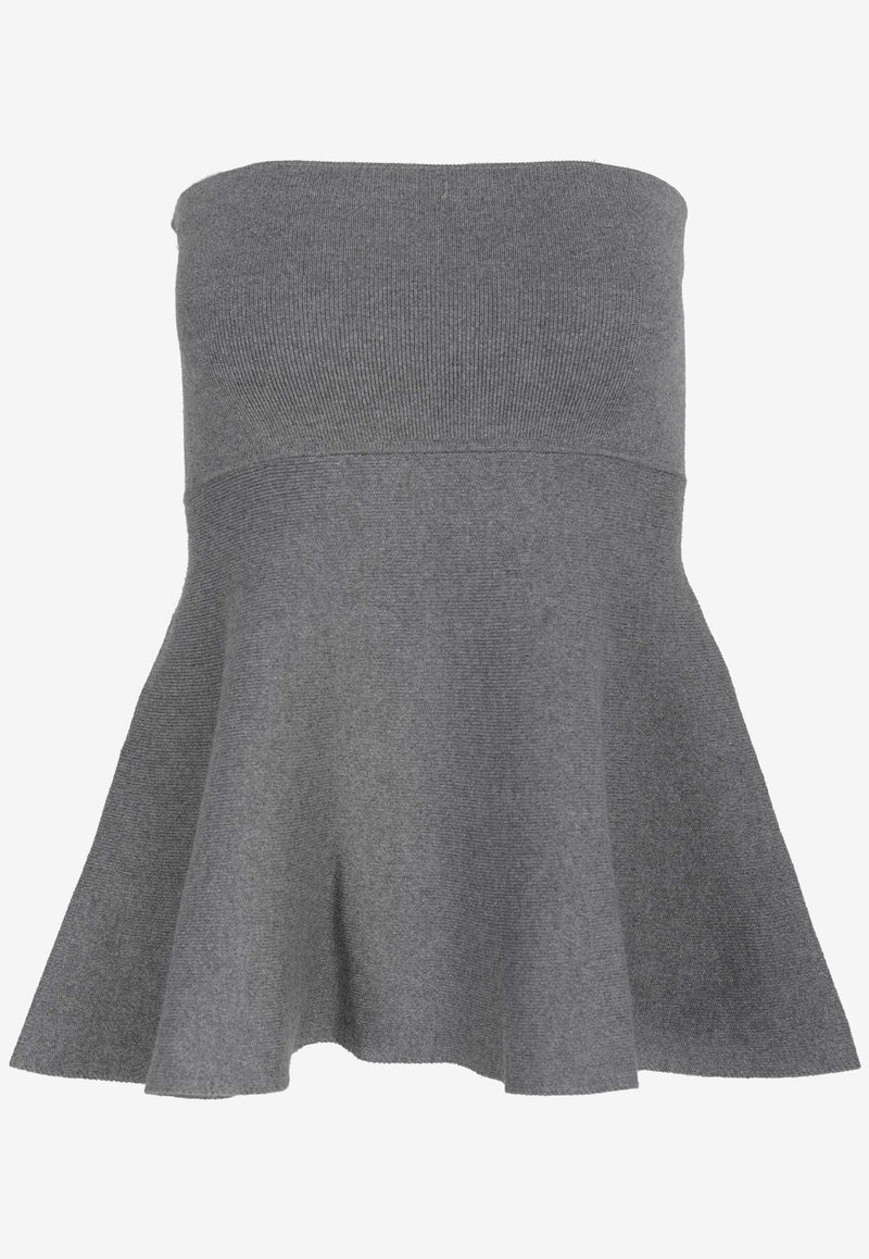 The Frankie Shop Agathe Strapless Knitted Top Gray BUSAGATHE01010GREY