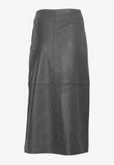 The Frankie Shop Hedi Leather Midi Skirt Khaki BSKHEDILE04470KHAKI