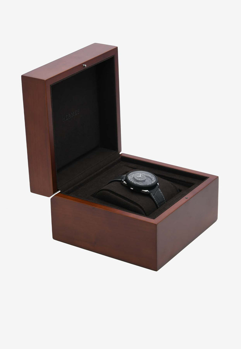 Arceau le Temps Voyageur 41mm Watch with Graphite Matte Alligator Strap