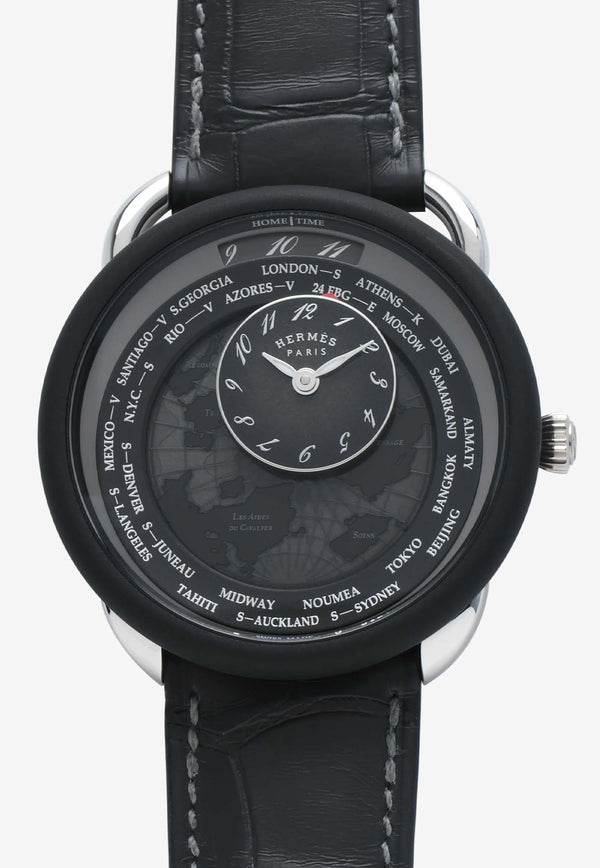 Arceau le Temps Voyageur 41mm Watch with Graphite Matte Alligator Strap