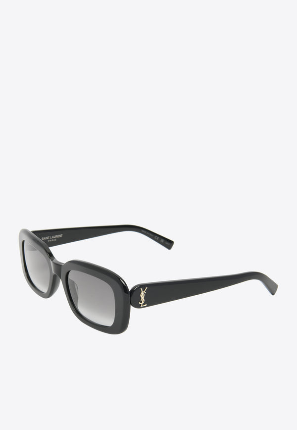 Saint Laurent Pillowed Rectangular Sunglasses SLM130/FBLACK