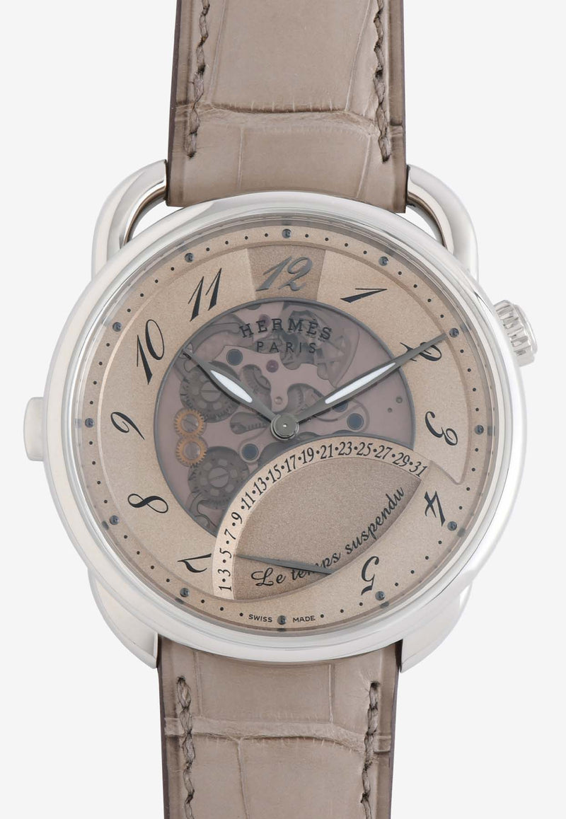 Arceau le Temps Suspendu 42mm Watch with Beige Matte Alligator Single Tour Strap