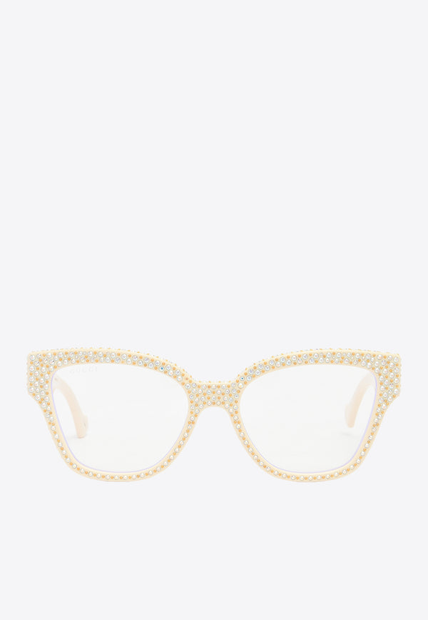 Gucci Embellished Rectangular Sunglasses GG1424SWHITE