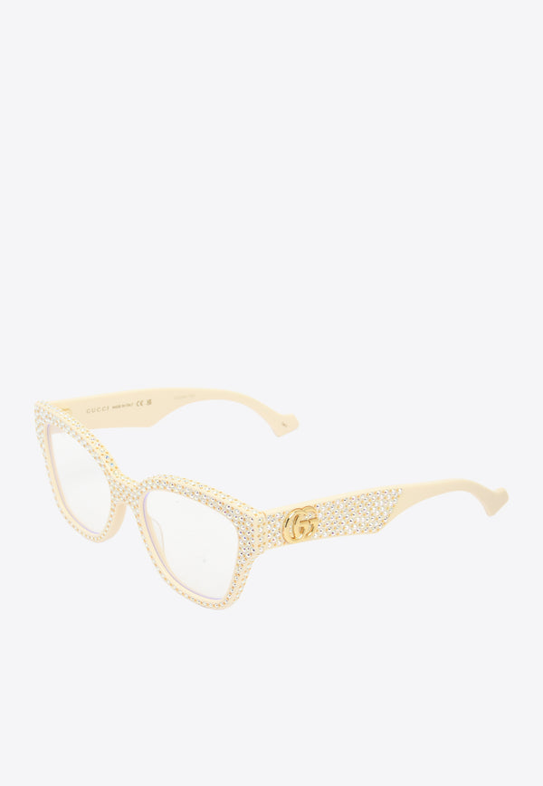 Gucci Embellished Rectangular Sunglasses GG1424SWHITE