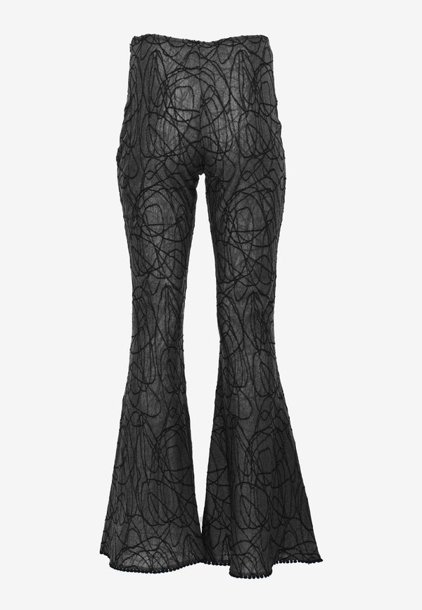 Charo Ruiz Elys Embroidered Flared Pants Black 248502BLACK