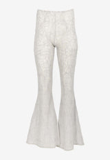 Charo Ruiz Elys Embroidered Flared Pants Ivory 248502IVORY